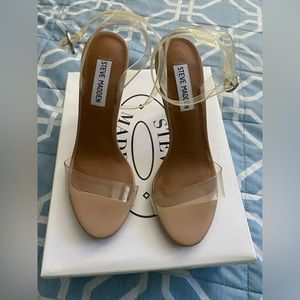 Never used brand new Steve Madden heel clear with ankel strap